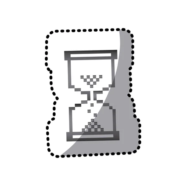 Gråskala pixel timglasikon — Stock vektor