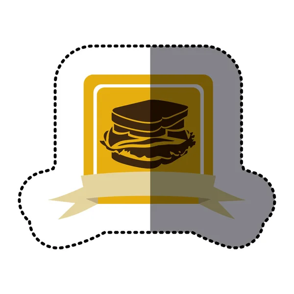 Emblema amarelo ícone de fast food sanduíche — Vetor de Stock