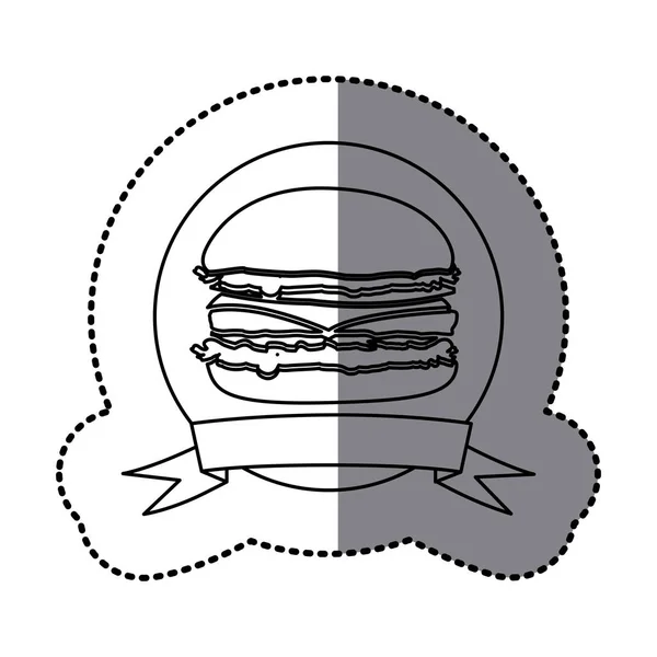 Figure emblème hamburger fast food icône — Image vectorielle