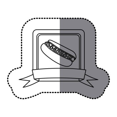 Beyaz amblem sosisli sandviç lokanta simgesi