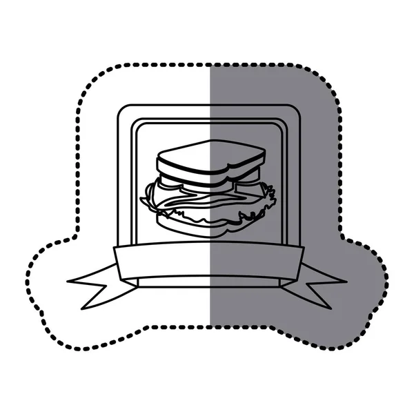 Emblema branco ícone de fast food sanduíche — Vetor de Stock