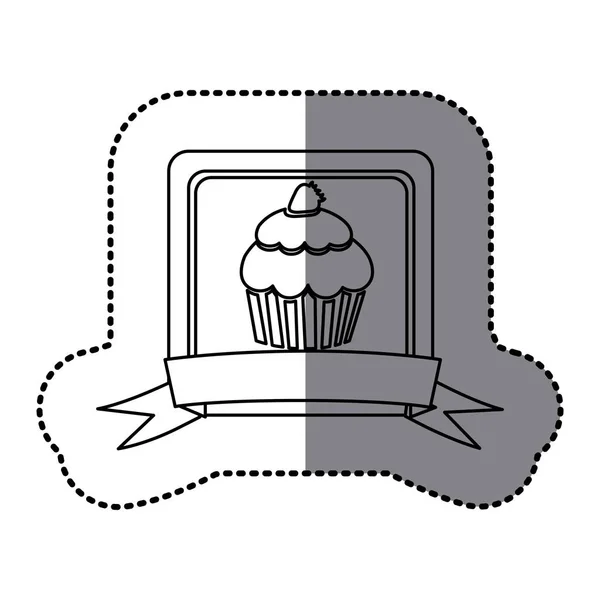 白色象征松饼与草莓图标 — 图库矢量图片