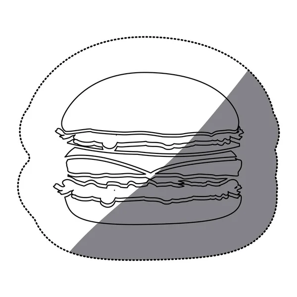 Contorno hambúrguer ícone fast food — Vetor de Stock