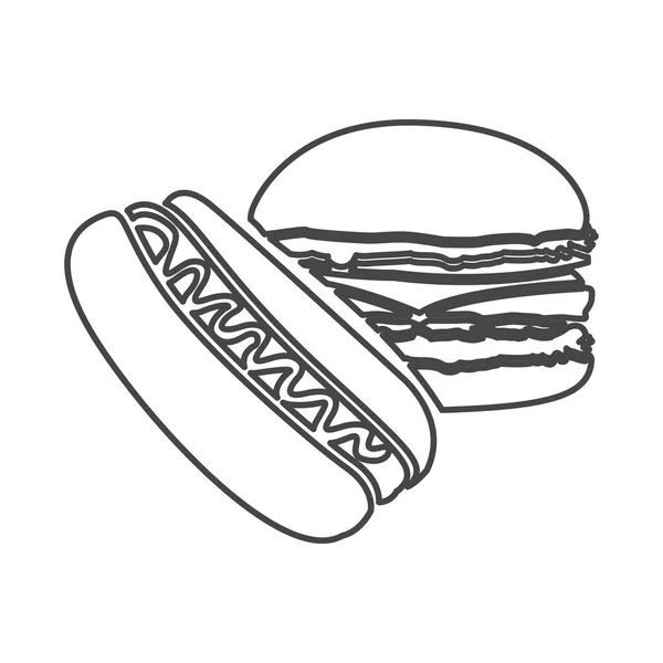 Figure hot dog and hamburger icon — Stock Vector
