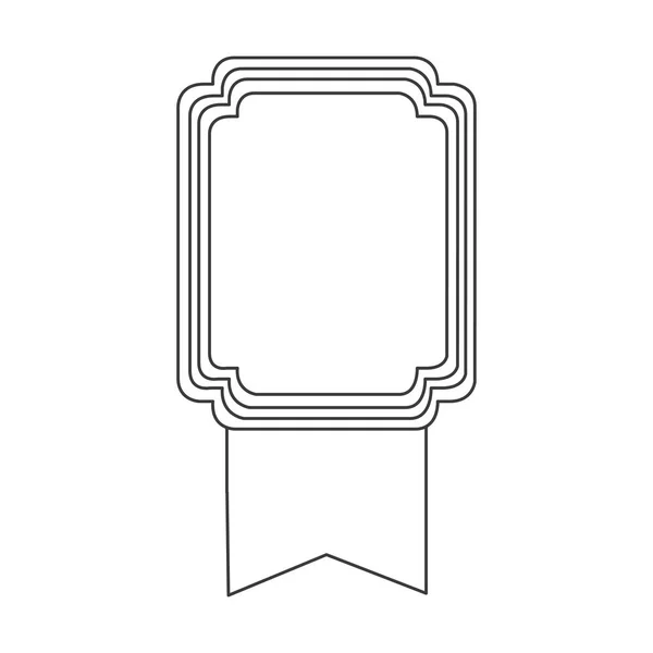 Figura emblema quadrato con icona a nastro — Vettoriale Stock