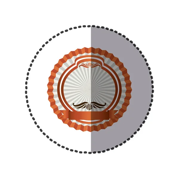Pink runde emblem med bånd ikon – Stock-vektor