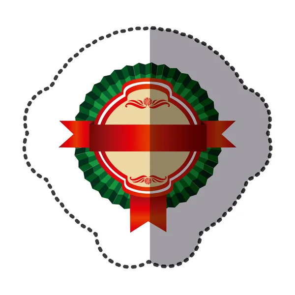 Cor emblema redondo com ícone de fita — Vetor de Stock