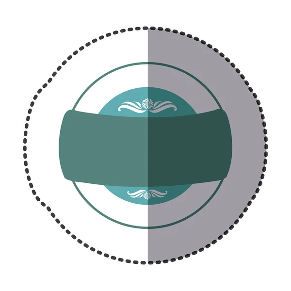 Emblema cuadrado azul con icono de cinta — Vector de stock