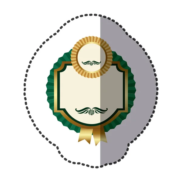 Emblema cuadrado verde con icono de cinta — Vector de stock