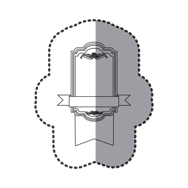 Contour vierkant embleem met pictogram met lint — Stockvector