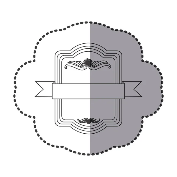 Emblema cuadrado de contorno con icono de cinta — Vector de stock