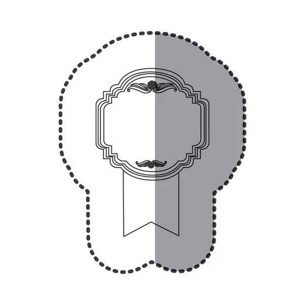 Emblema redondo de contorno com ícone de fita — Vetor de Stock