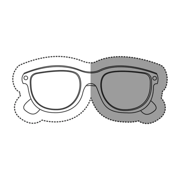 Monokrom kontur klistermärke med ovala glasögon lins — Stock vektor