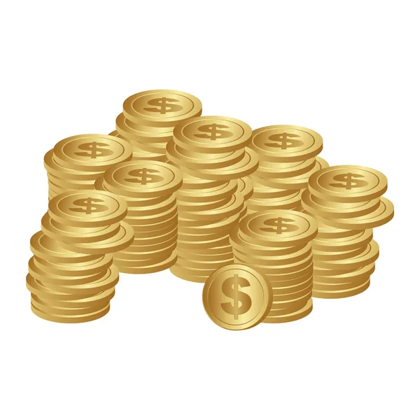 Farbsilhouette mit gestapelten Münzen — Stockvektor