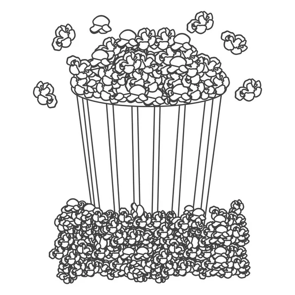 Graustufen-Kontur mit Popcorn-Behälter — Stockvektor