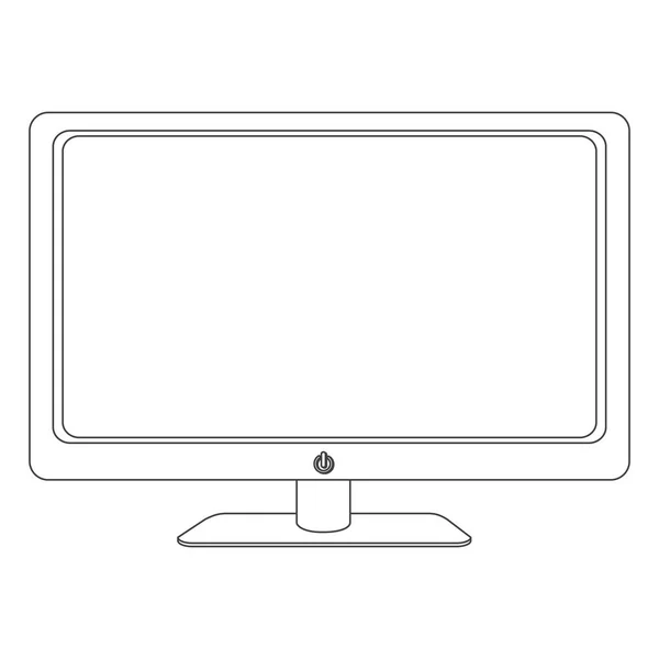 Contorno em escala de cinza do monitor de tela — Vetor de Stock