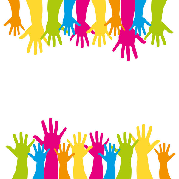 background with multicolor support hands