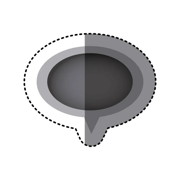 Pegatina de escala de grises de habla ovalada con cola — Archivo Imágenes Vectoriales
