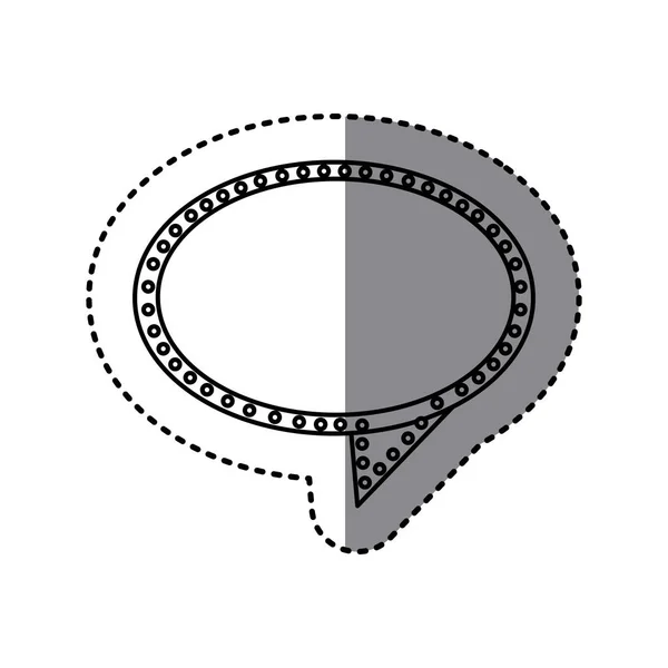 Autocollant monochrome de discours ovale avec queue et contour des points — Image vectorielle