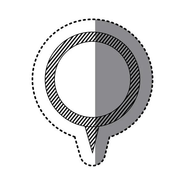 Monochroom sticker van circulaire toespraak met staart en contouren van strepen — Stockvector