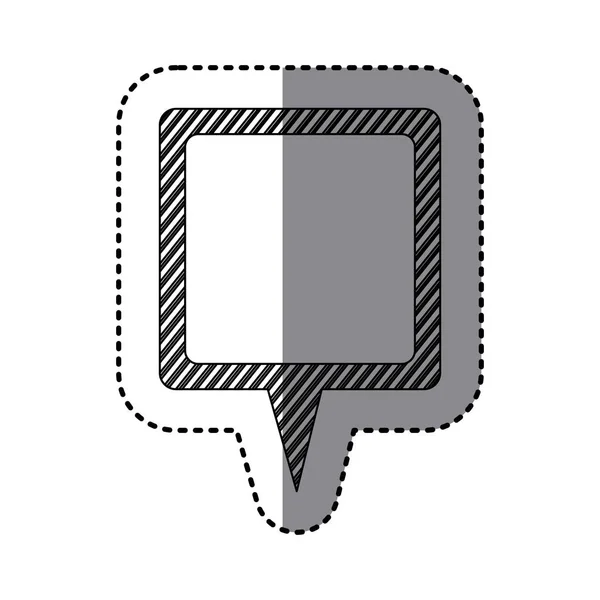 Монохромная наклейка квадратной речи с хвостом и контуром полос — стоковый вектор