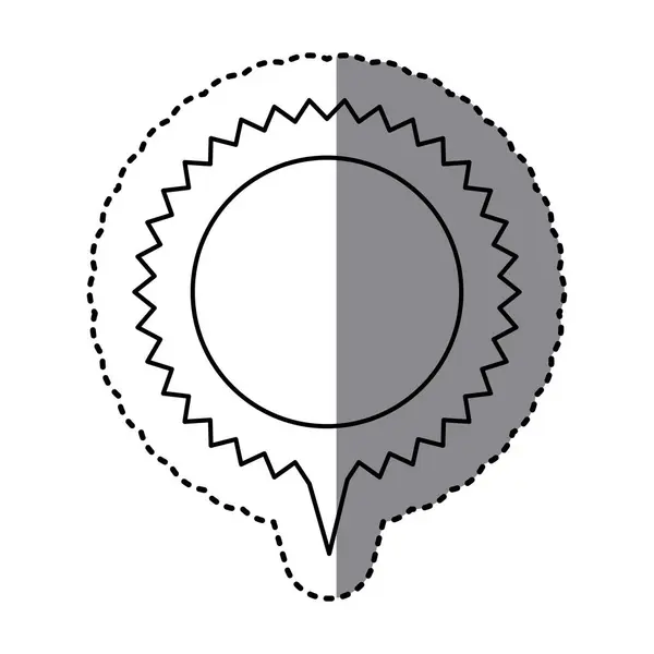 Monochromer Aufkleber mit kreisförmiger Rede mit Sägezahnkontur und Schweif — Stockvektor