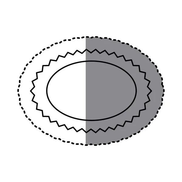 Monokrom klistermärke oval tal med sawtooth kontur — Stock vektor