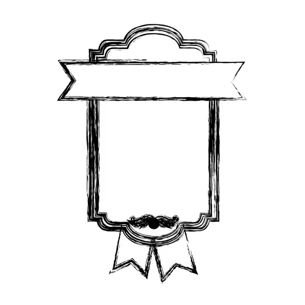 Монохромный эскиз с геральдическим прямоугольником и лентой в верхней части — стоковый вектор