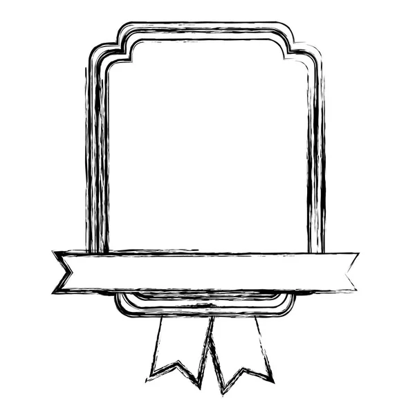 Монохромний ескіз з геральдичним прямокутником і стрічкою в нижній частині — стоковий вектор