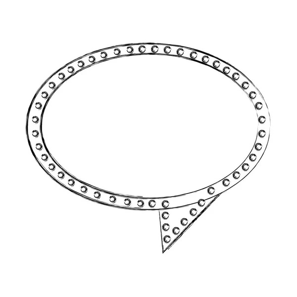 Монохромний ескіз овальної мови з хвостом і контуром крапок — стоковий вектор