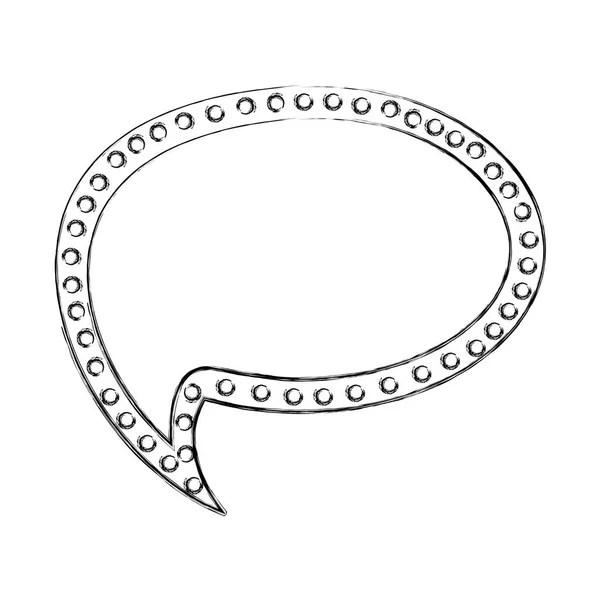 Монохромний ескіз хмарної мови з хвостом і контуром крапок — стоковий вектор