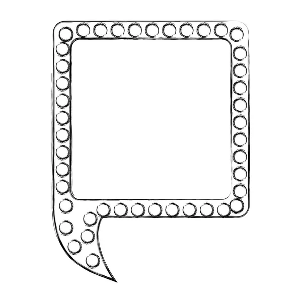 Boceto monocromo de habla cuadrada con cola y contorno de puntos — Vector de stock