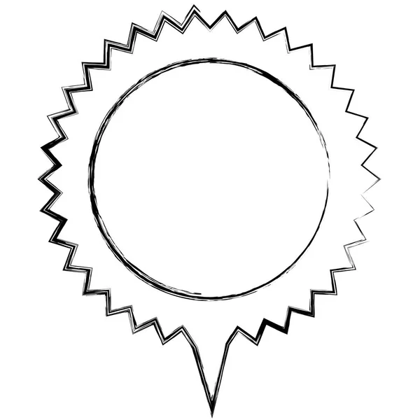 Monochroom schets van circulaire toespraak met zaagtand contour en staart — Stockvector