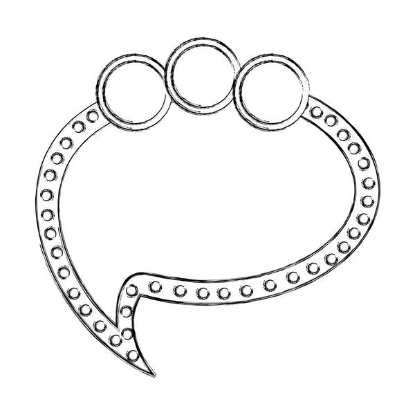 Croquis monochrome de la parole nuageuse avec queue et trois cercles en haut — Image vectorielle