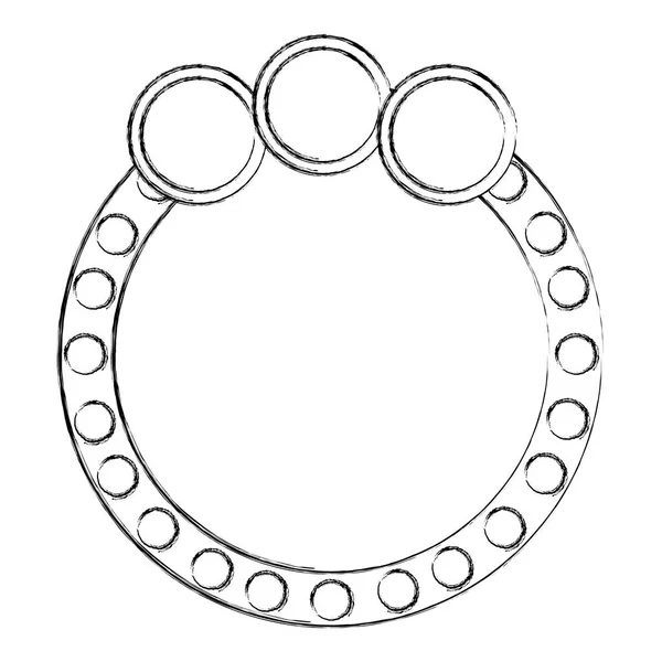 Монохромний ескіз кругової мови з трьома колами у верхній частині — стоковий вектор
