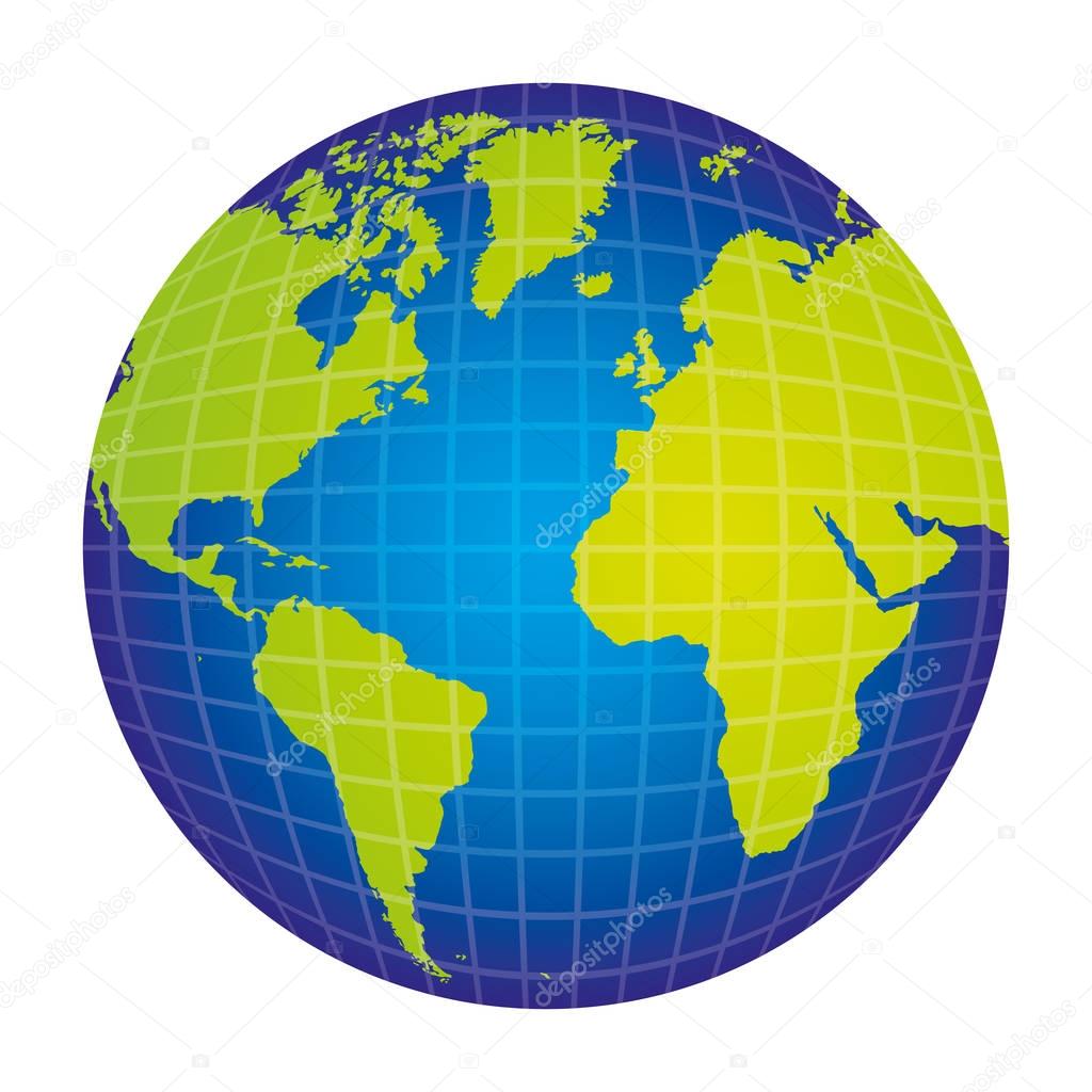colorful silhouette with world map view front side