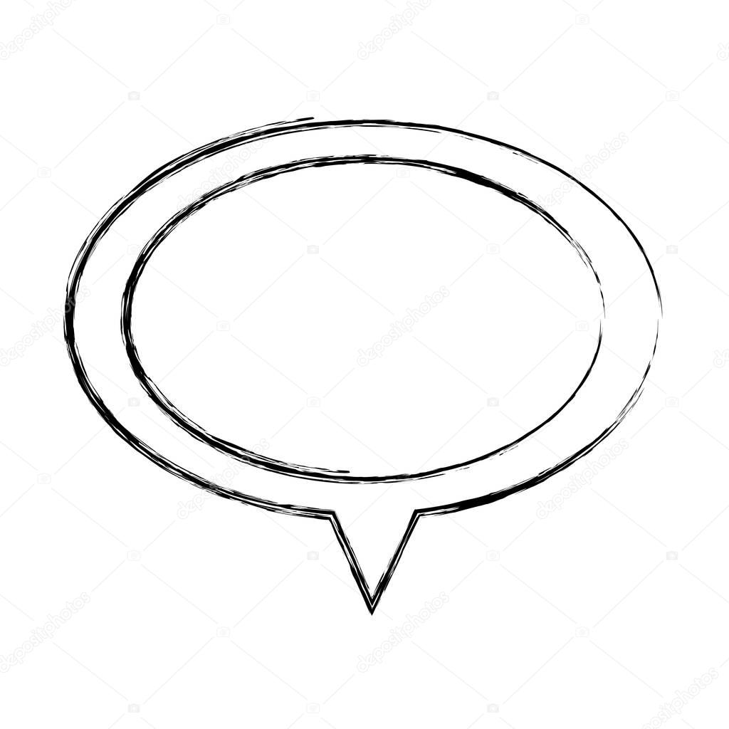 monochrome sketch of oval speech with tail