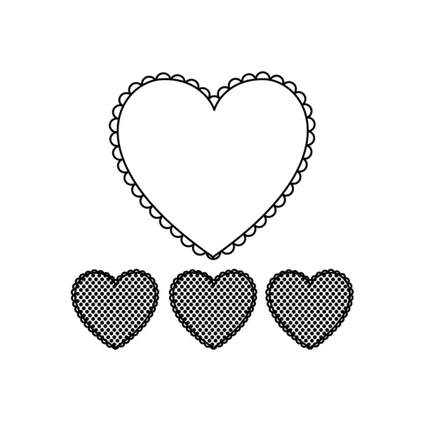 Silhouette hearts design background icon — Stock Vector