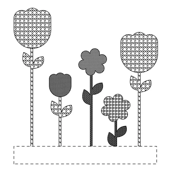 Graustufen-Figuren Blumen Pflanzen-Symbol — Stockvektor