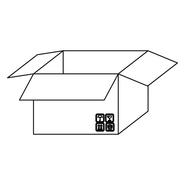 Σχήμα κουτί ανοιχτό με σύμβολα εικονίδιο — Διανυσματικό Αρχείο
