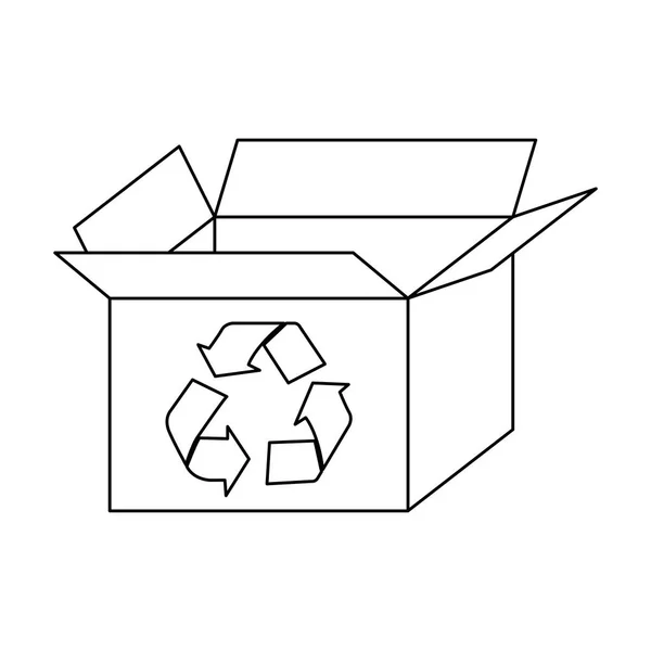 Boîte de figure ouverte avec icône de symbole de recyclage — Image vectorielle