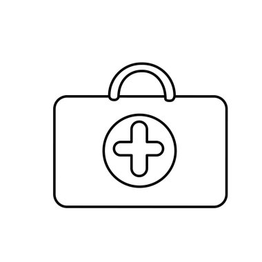 silouette bavul sağlık hastane simgesiyle