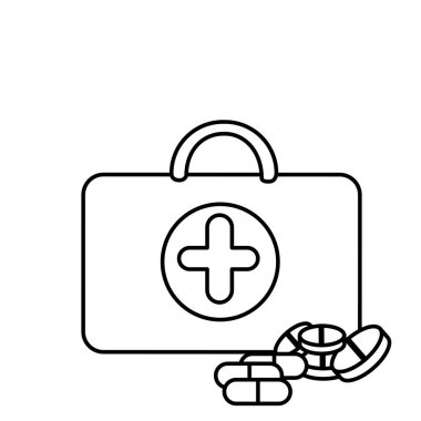 siluet bavul sağlık tedavi simgesiyle