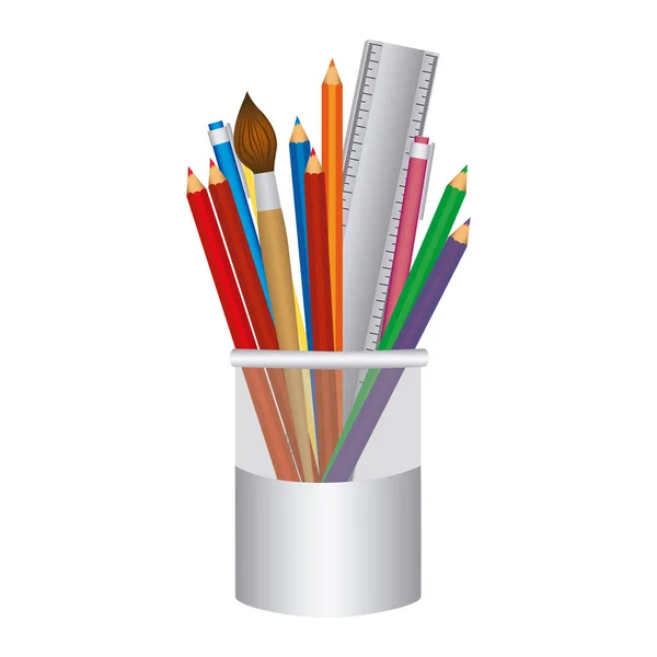 Lápices de colores en el icono del frasco — Vector de stock