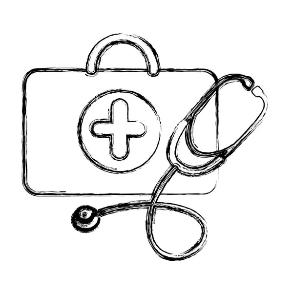 Здоровье чемодана с иконкой стетоскопа — стоковый вектор