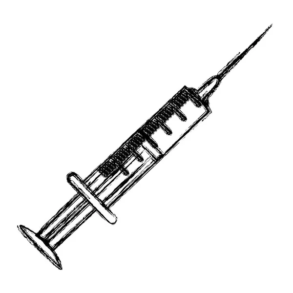 Profile syringe with blood icon — Stock Vector