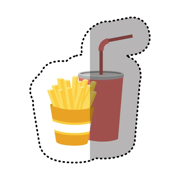 Frites icône française et soda — Image vectorielle