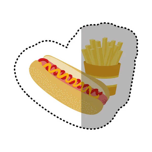 Hot dog and fries french icon — Stock Vector