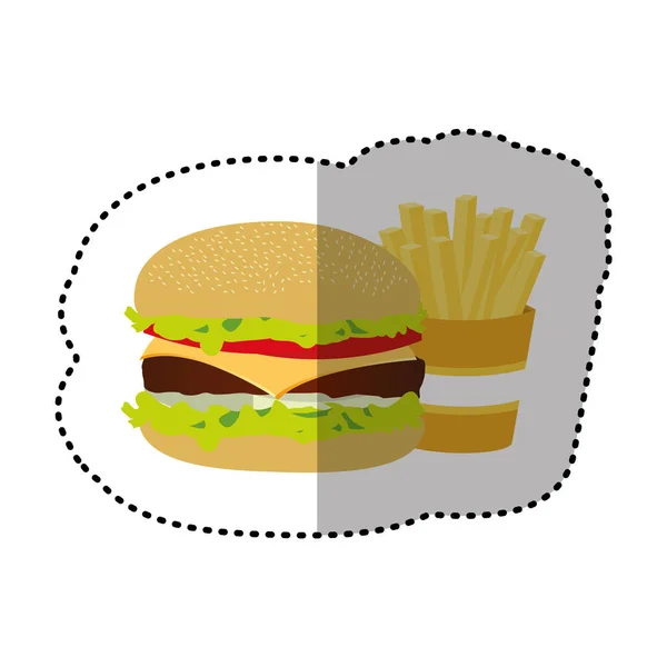 Hamburger et frites icône française — Image vectorielle