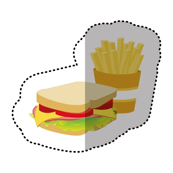 Sandwich with fries french icon — Stock Vector